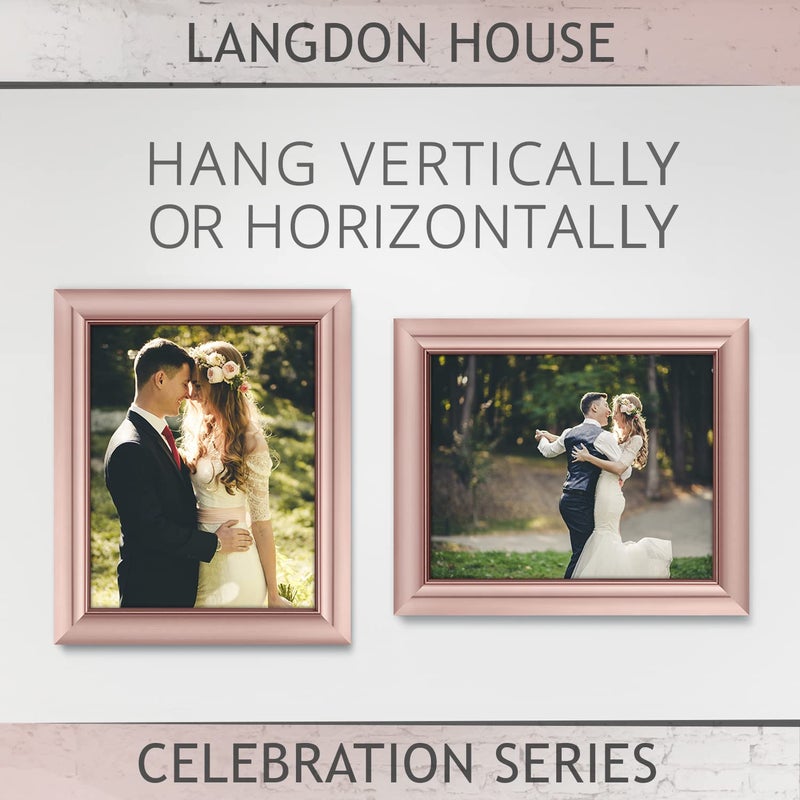 Langdon House 8x10 Picture Frames (Rose Gold, 3 Pack), Contemporary Glam Photo Frames 8 x 10, Wall Mount or Table Top, Celebration Collection - Image 5